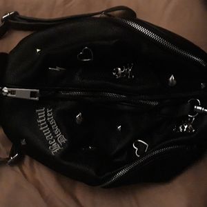 Women's new leather backpack black leather beautiful Disaster backpack